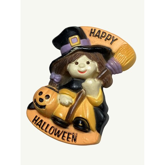 Vintage Happy Halloween Witch Brooch Pin - Picture 5 of 8